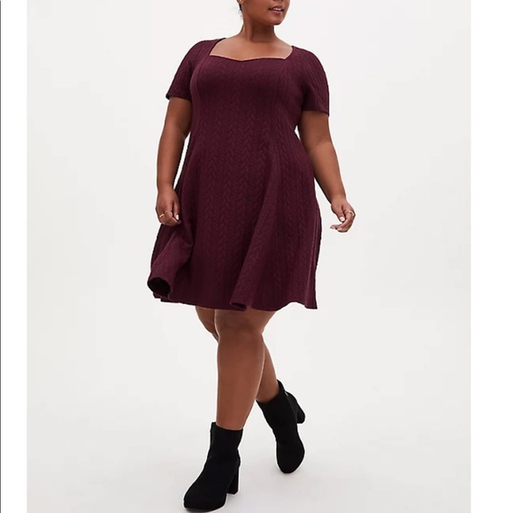 NWT Torrid Cable Knit Fluted Dress Purple size 2X - Picture 7 of 7